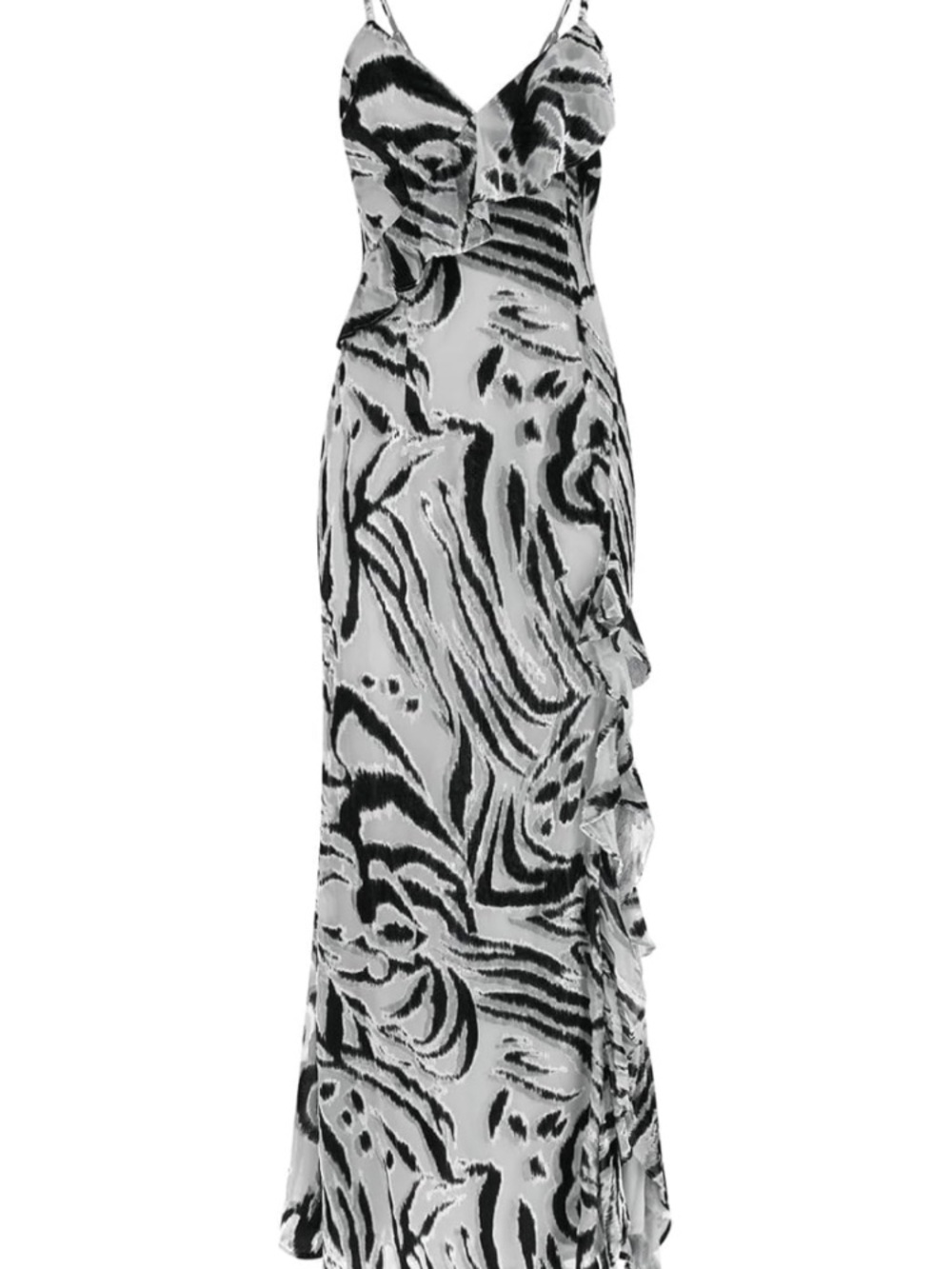 Guess Lydie Black and White Abstract Slip Maxi Dress